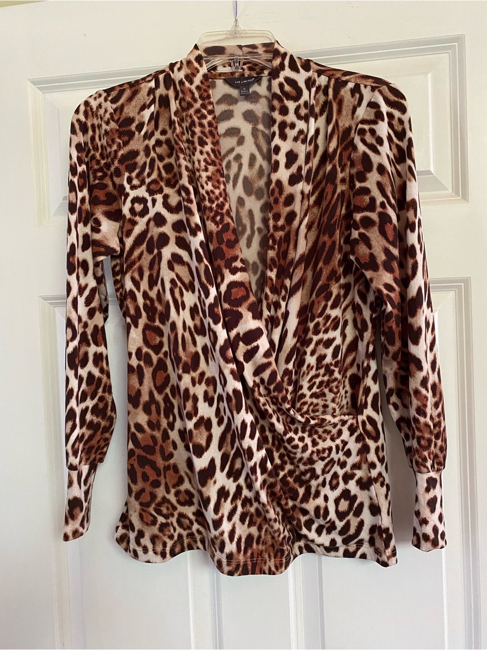 The Limited Leopard-Print Wrap Blouse - Brown & Cream